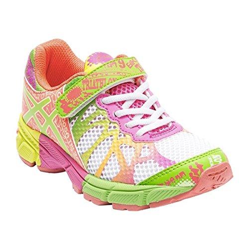 Asics C402N 0105 - Zapatillas de Running de Material Sintético para Niña White, Lime, Hot Pink, Color, Talla 33 EU