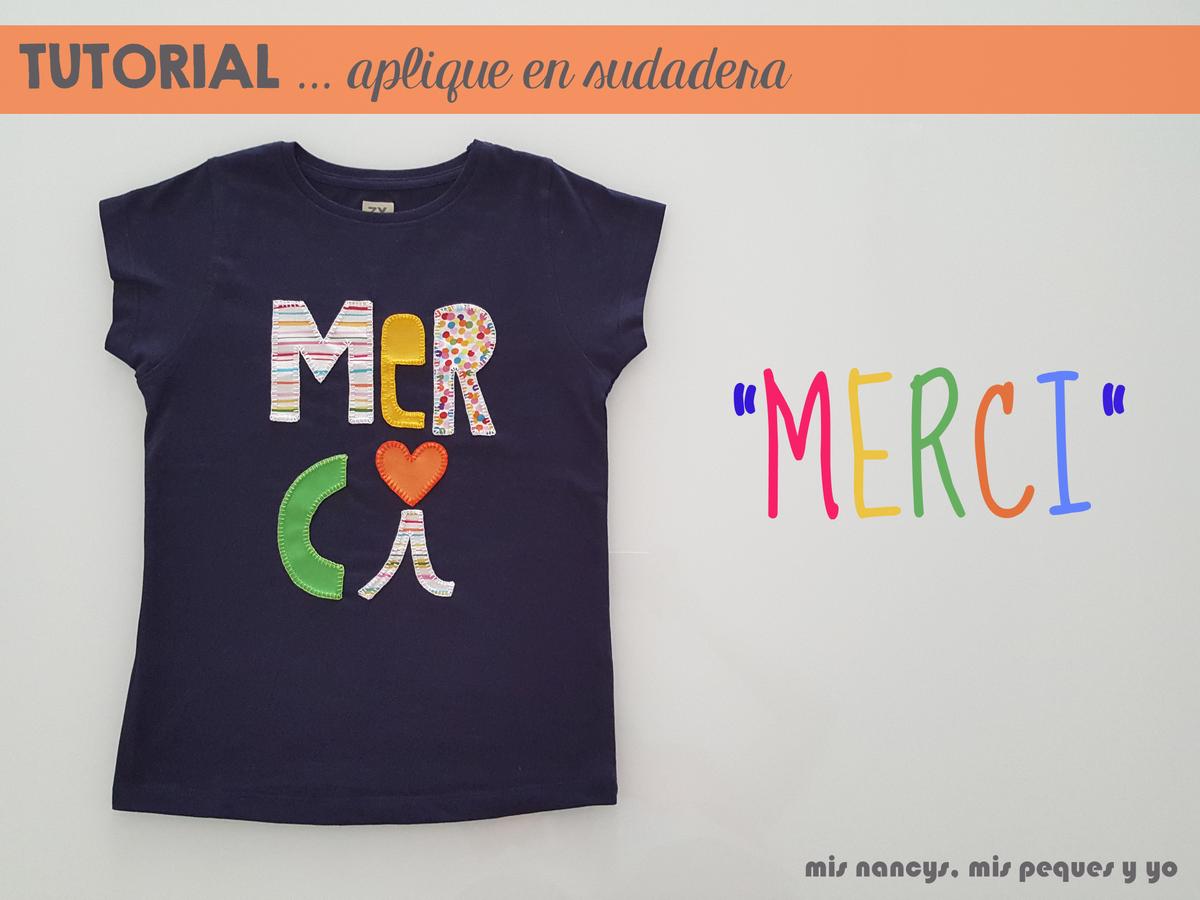 mis nancys, mis peques y yo, tutorial aplique en camiseta merci