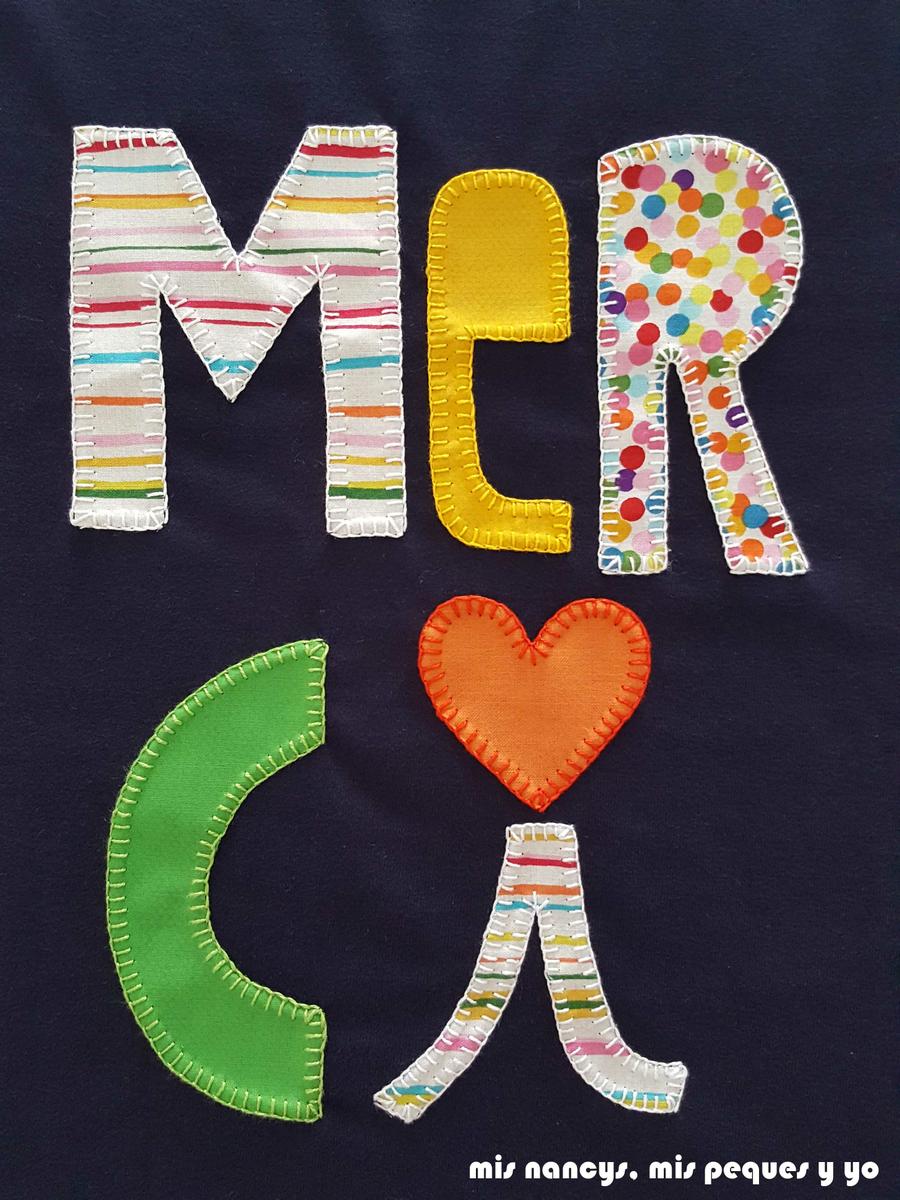 mis nancys, mis peques y yo, tutorial aplique en camiseta merci, punto feston detalle