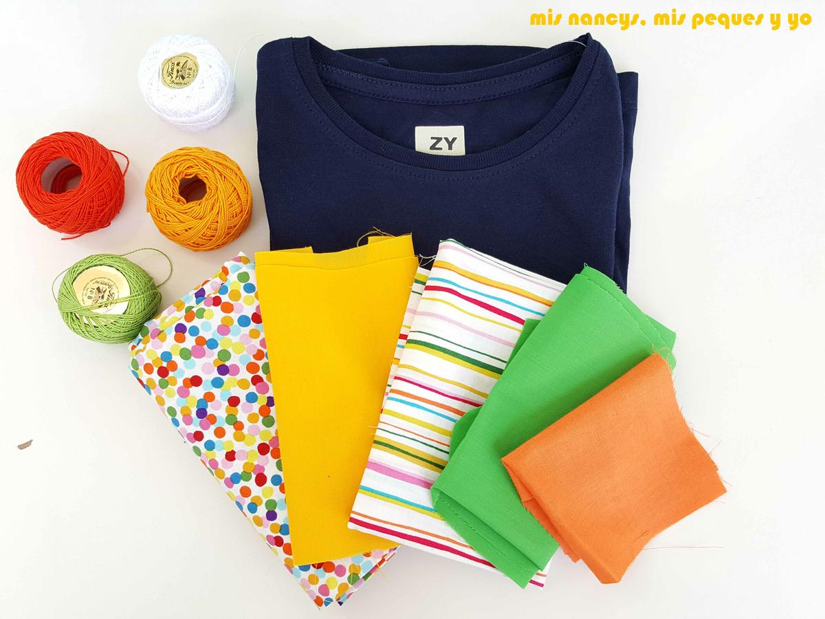 mis nancys, mis peques y yo, tutorial aplique en camiseta merci, materiales
