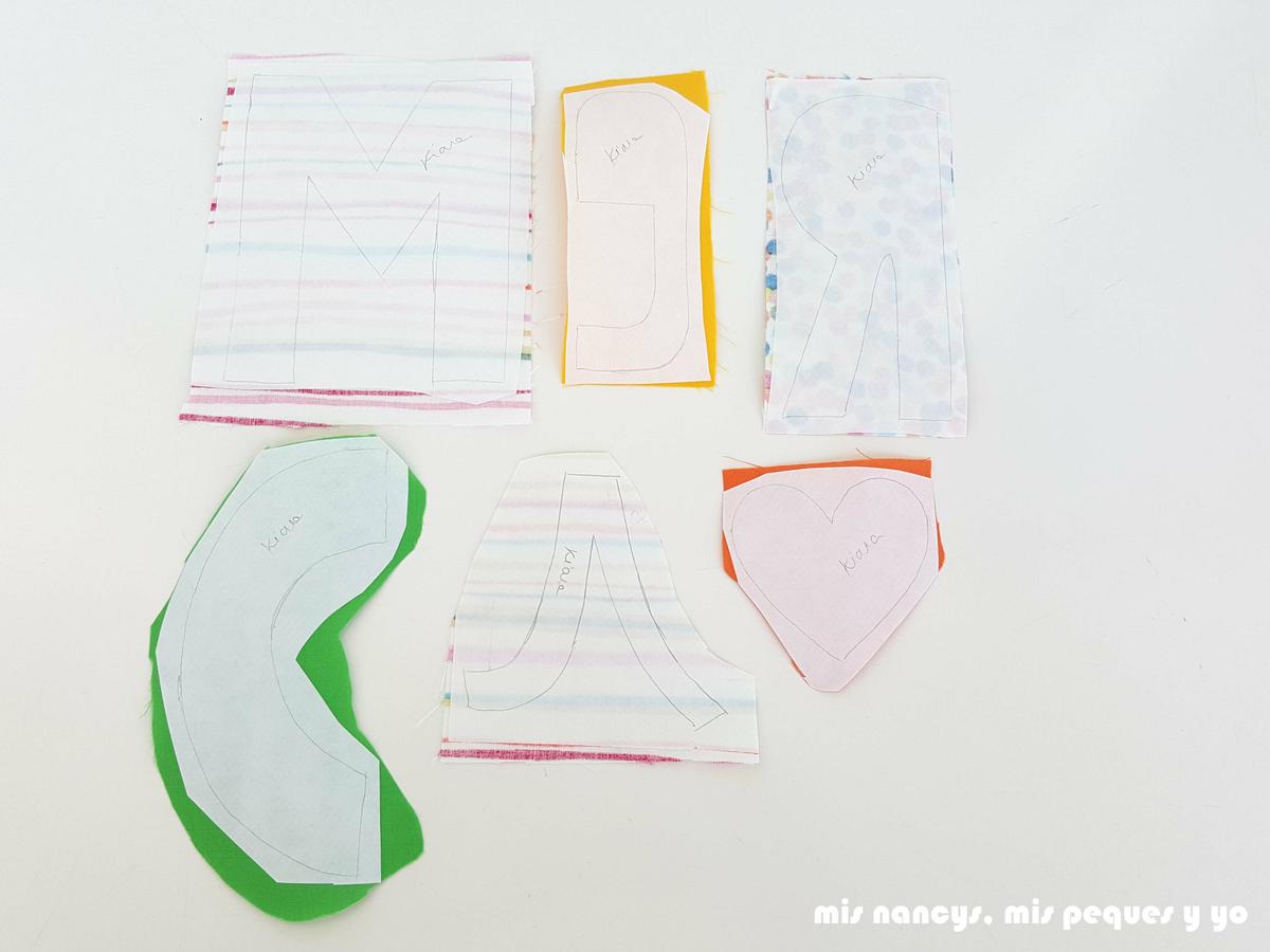 mis nancys, mis peques y yo, tutorial aplique en camiseta merci, letras