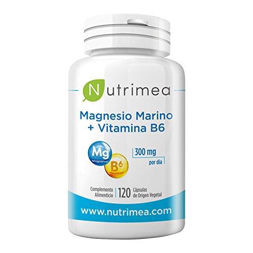 MAGNESIO MARINO Y VITAMINA B6 - ADIOS AL CANSANCIO Y LA FATIGA - Magnesio de Origen vegetal - Alta dosis : 300mg - Alivio de calambres musculares - Fabricado en Francia - Especialmente indicado para los deportistas - Tratamiento x 4 Meses