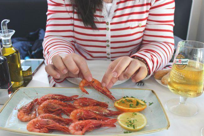Gambas de Palamós en el Hotel Trías