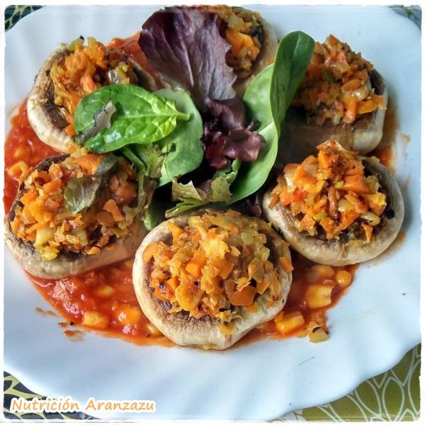Champiñones rellenos veganos