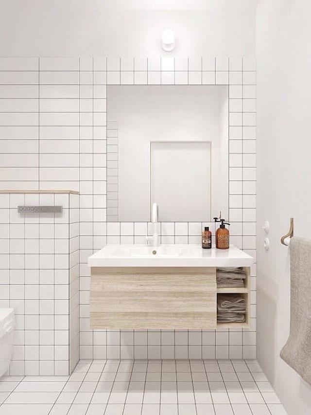 Idea para revestir el baño con azulejos mixtos