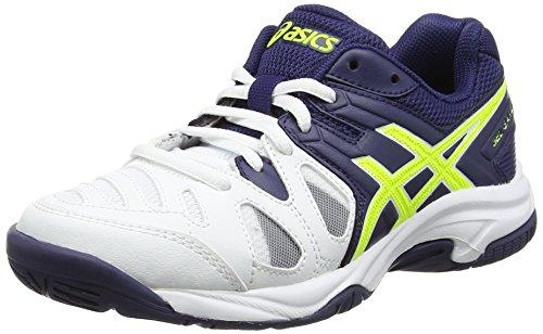 Asics Gel-Game 5 GS, Zapatillas de Tenis, Infantil, Blanco (White/Indigo Blue/Safety Yellow), 36 EU