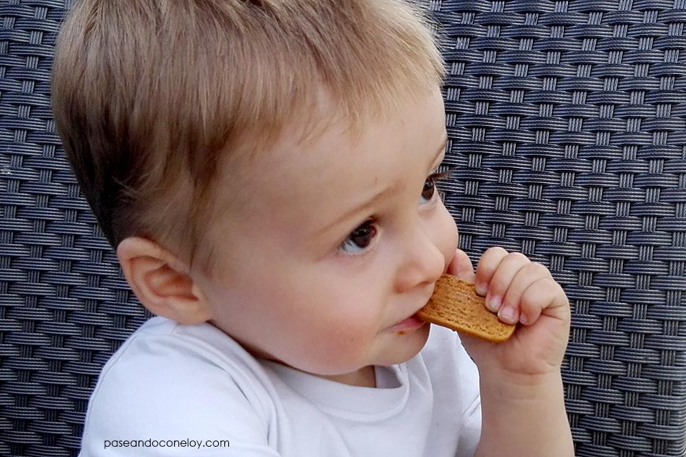 niño pequeño comiendo una galleta