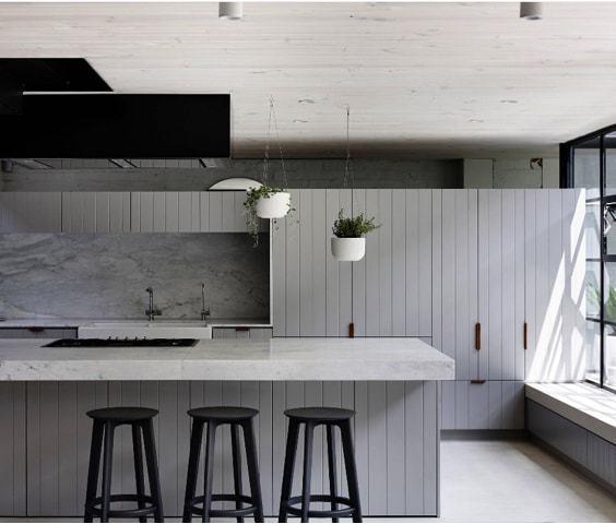 Plantas colgantes para dummies en cocina minimalista