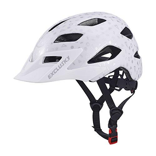 Exclusky Casco da Bicicleta Para Niños Infantil Ciclismo Casco Ciclismo de Seguridad Ajustable 50-57cm (edades 5-13) (bianca)