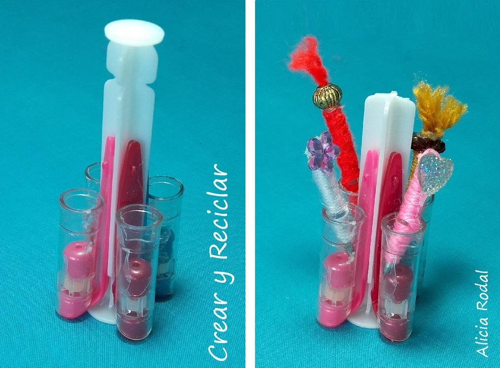 Mini organizadores de escritorio DIY con reciclaje