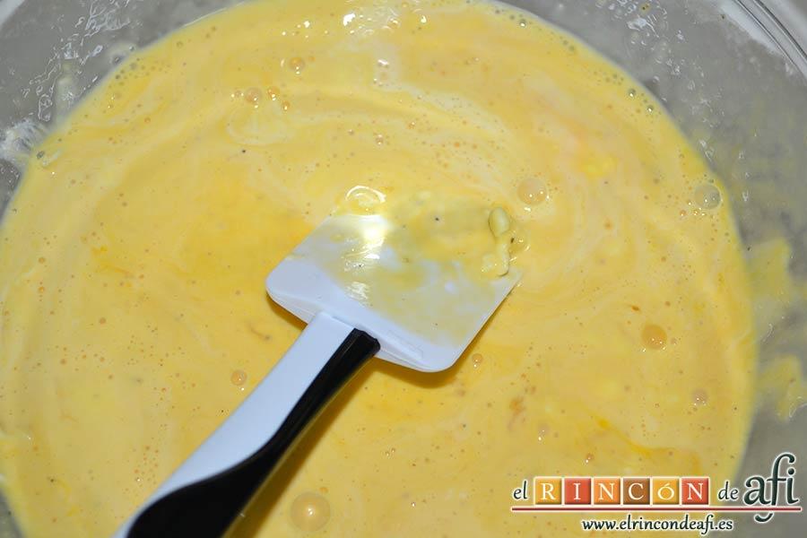 Plumcake de verduras, remover bien