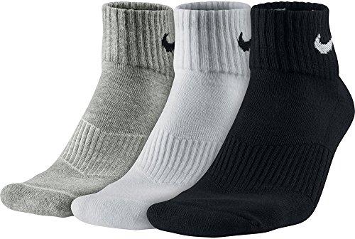 Nike 3PPK Cushion Quarter, Calcetines unisex, paquete de 3 unidades, Gris/Negro/Blanco, M (38-42)
