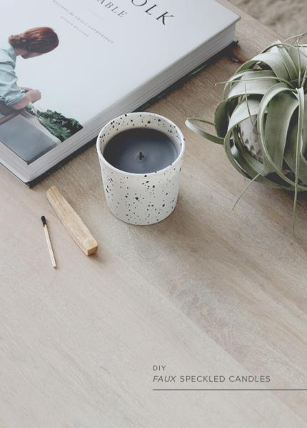 diy faux speckled candles | almost makes perfect