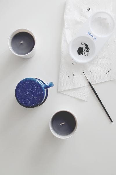 diy faux speckled candles