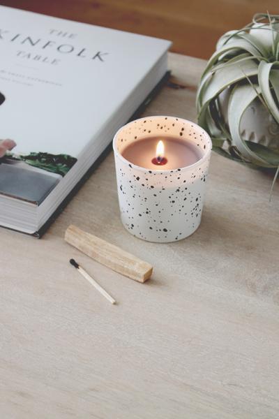 diy faux speckled candles | almost makes perfect