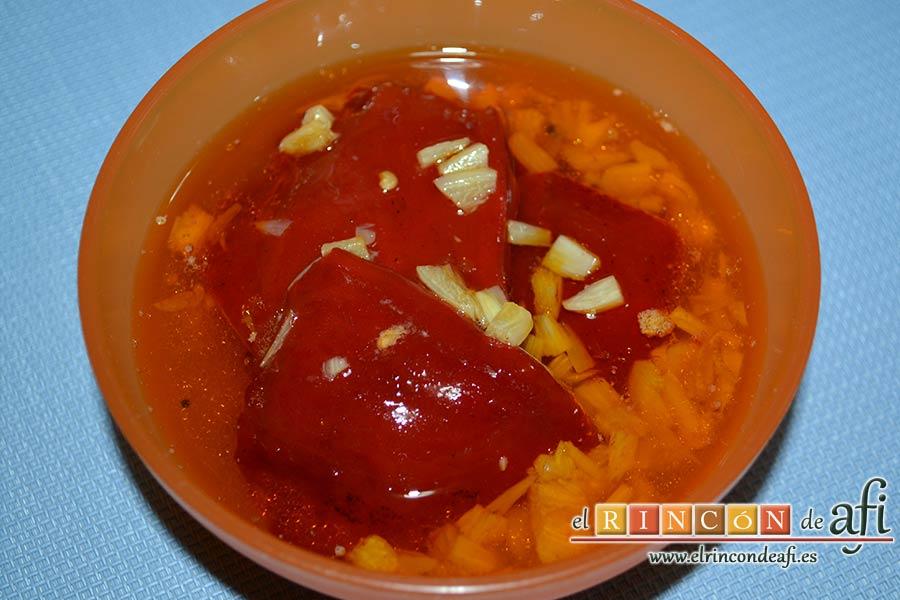 Pimientos del piquillo confitados, sugerencia de presentación