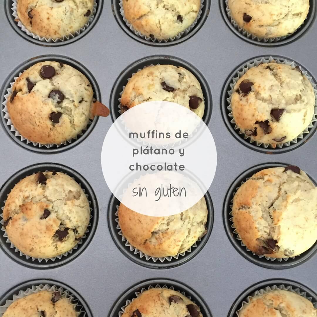 muffins de plátano y chocolate