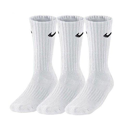 Nike 3Ppk Value Cotton Crew - Calcetines unisex, color blanco/negro, talla L/42-46
