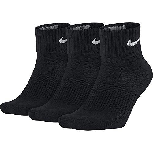 Nike 3PPK Cushion Quarter, Calcetines unisex, paquete de 3 unidades, Negro/Blanco, L (42-46)