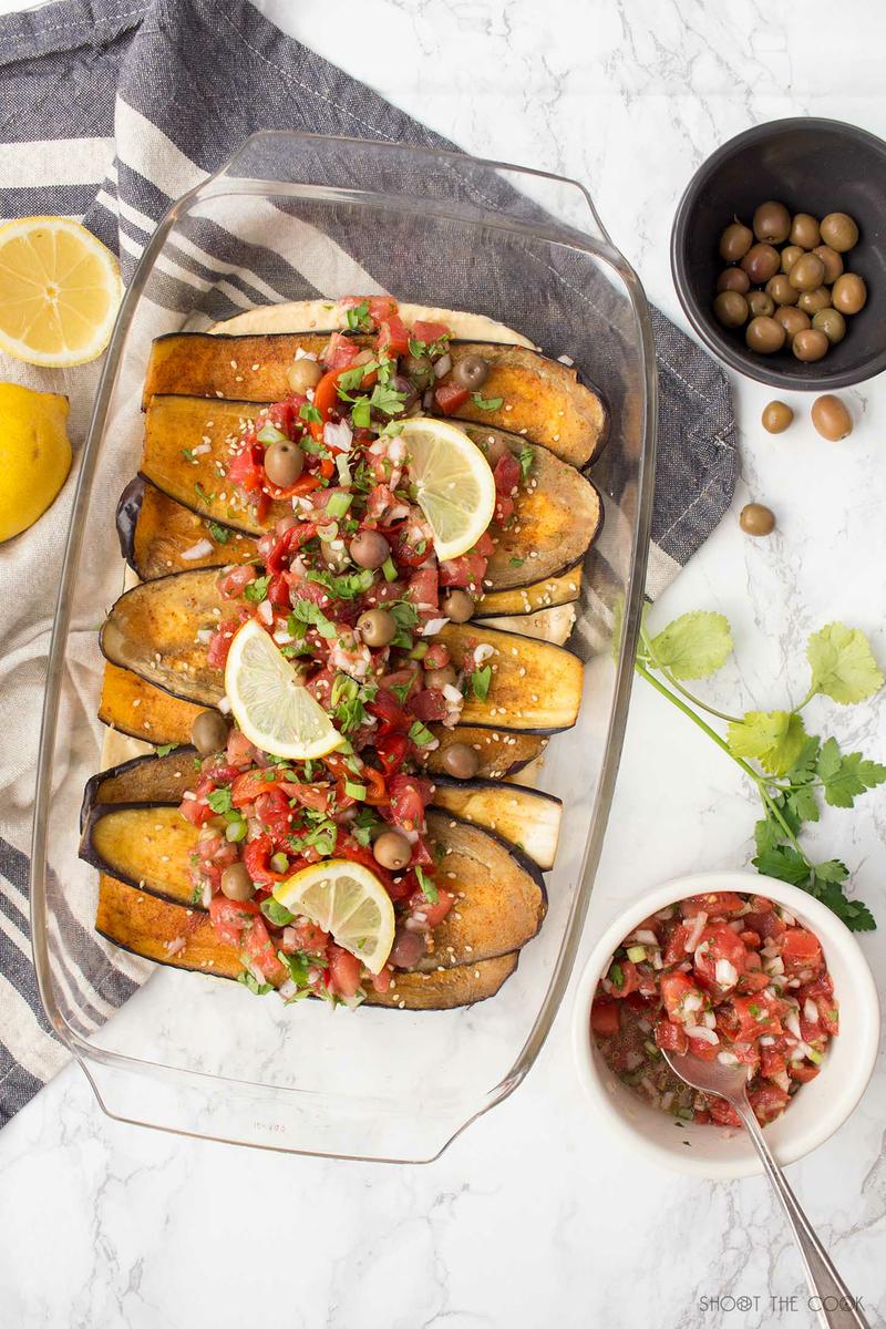 berenjenas asada con hummus