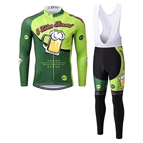 Thriller Rider Sports® Hombre I Like Beer Maillot Manga Largo de Ciclismo y Pantalones Traje Medium