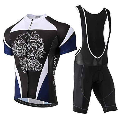 SKYSPER Ciclismo Maillot Hombres Jersey + Pantalones cortos Culote Mangas cortas de Ciclismo Conjunto de Ropa Maillot Transpirable para Deportes al aire libre Ciclo Bicicleta