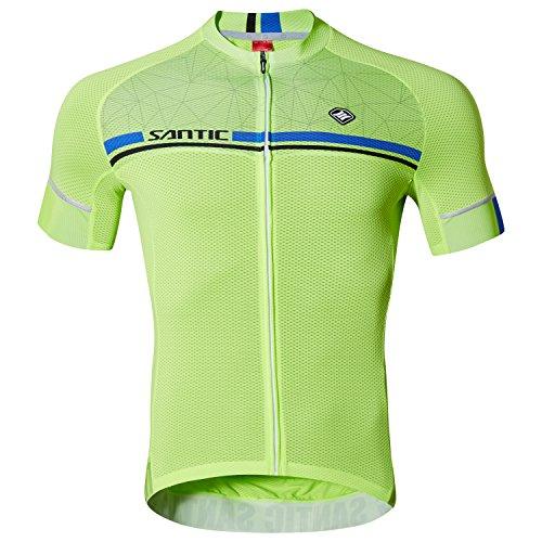 SANTIC Maillot Ciclismo Hombre, Maillot Bicicleta Hombre, Camiseta Ciclismo con Mangas Cortas Verde EU Talla S