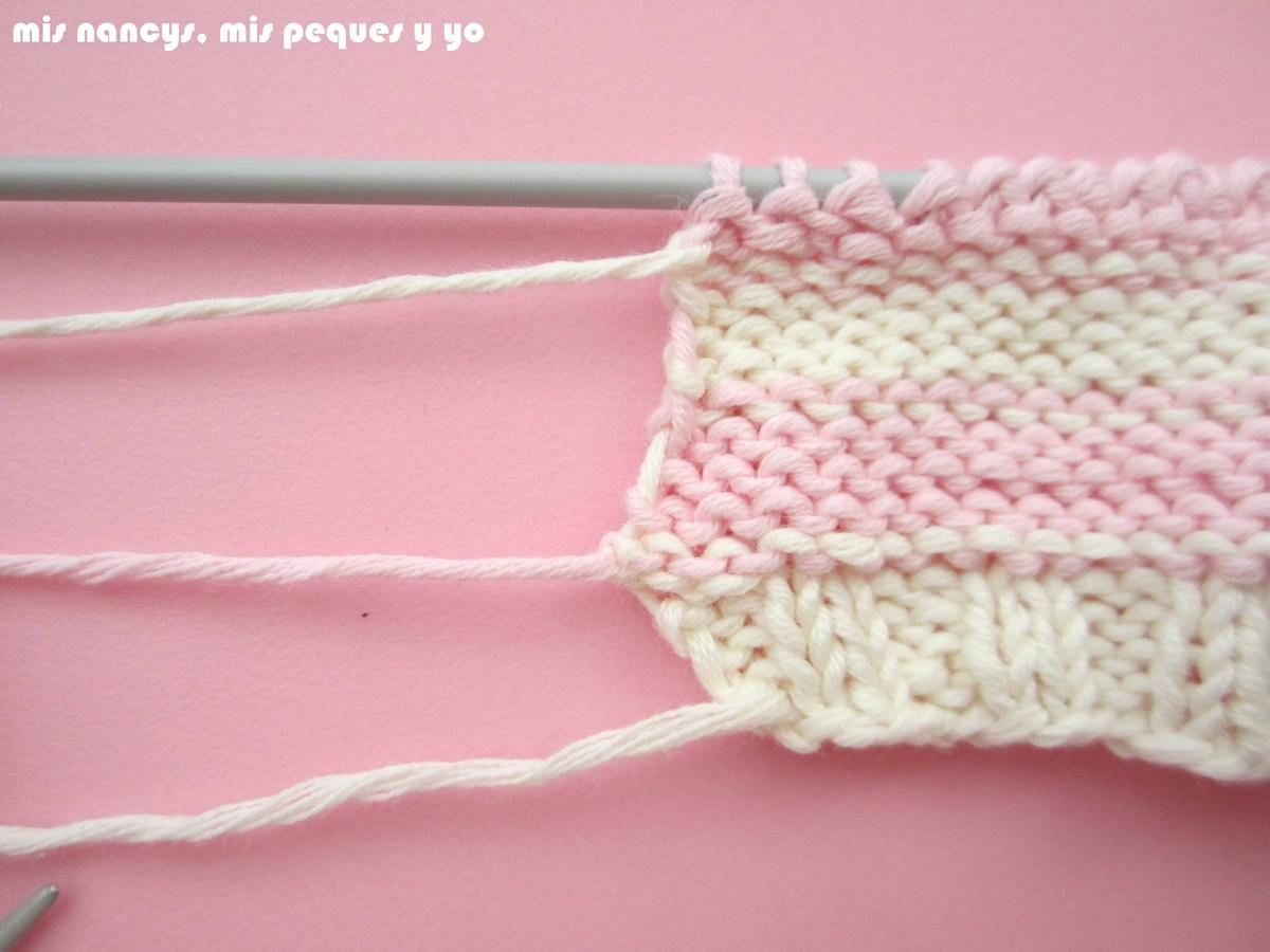 mis nancys, mis peques y yo, tutorial jersey de punto de verano para niñas "Fresa y nata", hebras enroscadas