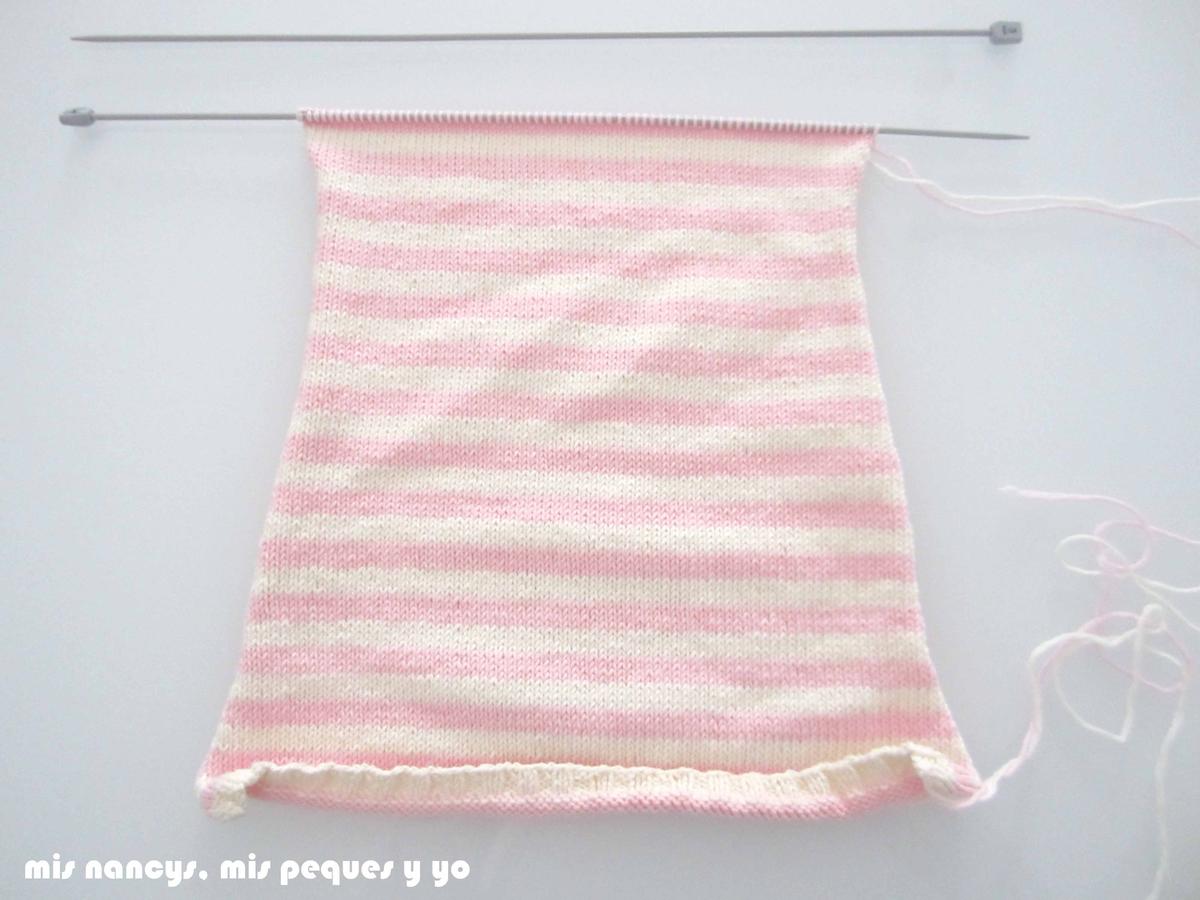 mis nancys, mis peques y yo, tutorial jersey de punto de verano para niñas "Fresa y nata", tejer 30 cm