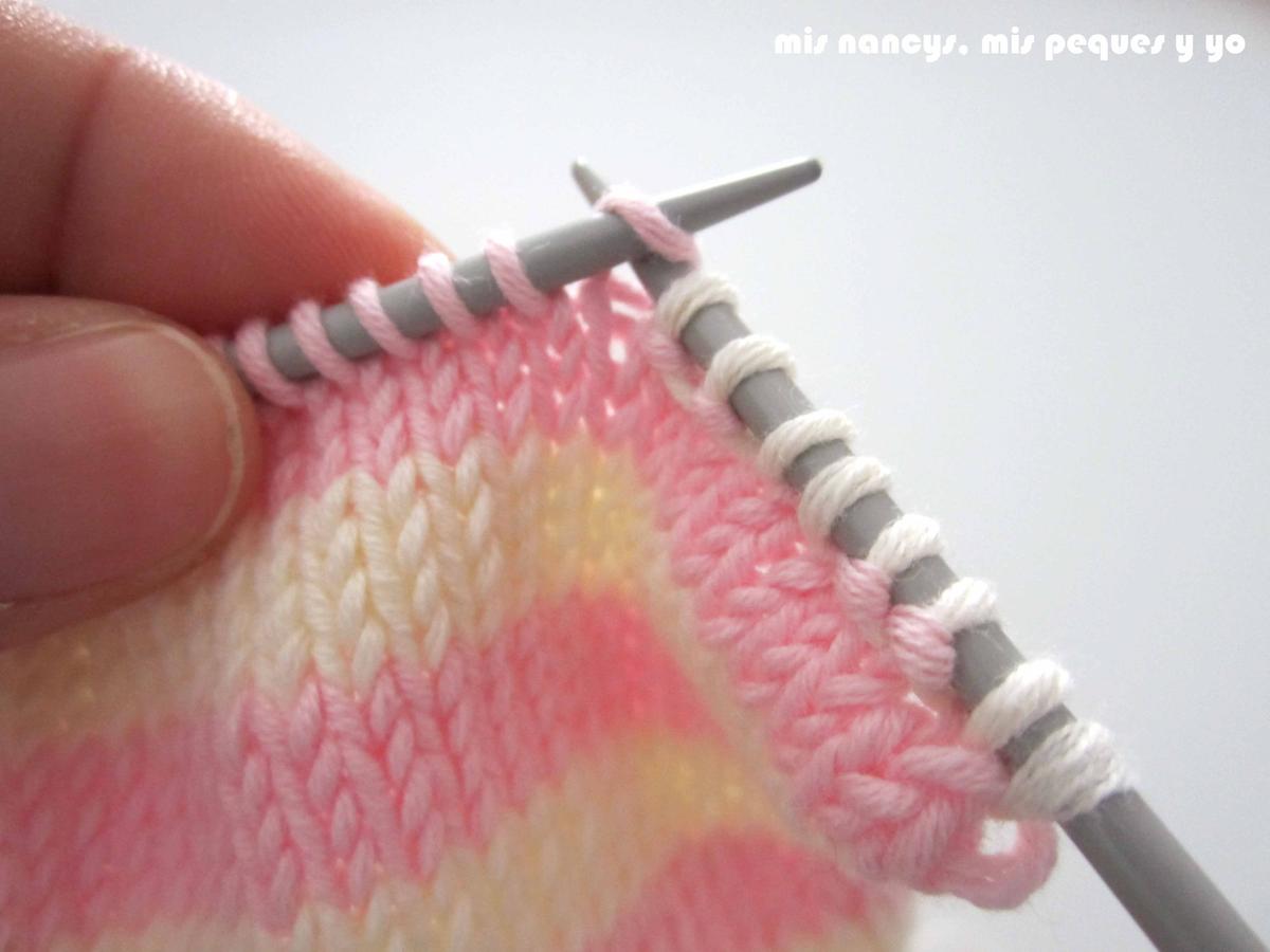 mis nancys, mis peques y yo, tutorial jersey de punto de verano para niñas "Fresa y nata", tejer goma 2x2
