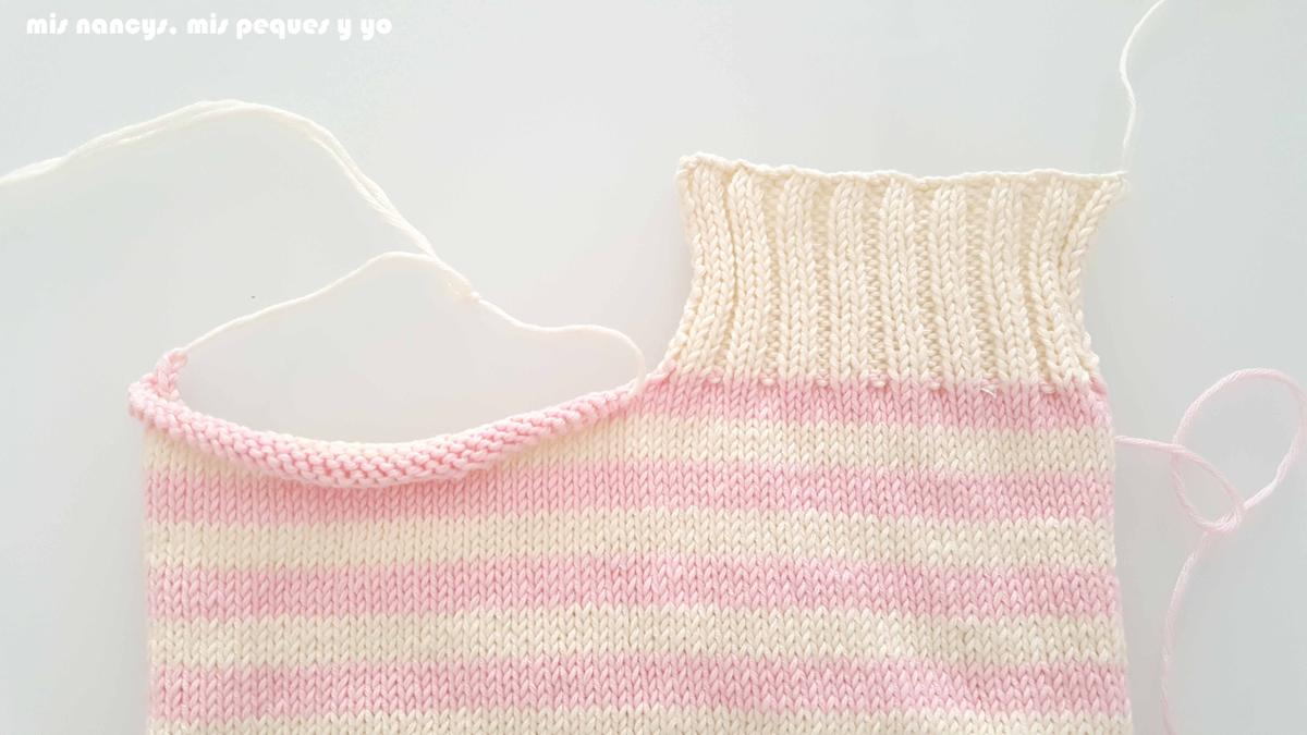 mis nancys, mis peques y yo, tutorial jersey de punto de verano para niñas "Fresa y nata", puntos cerrados