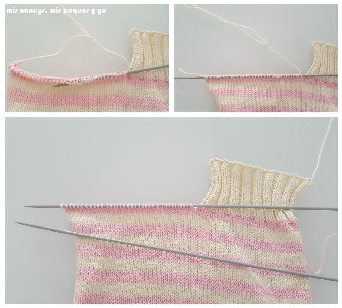 mis nancys, mis peques y yo, tutorial jersey de punto de verano para niñas "Fresa y nata", tejer la segunda mitad