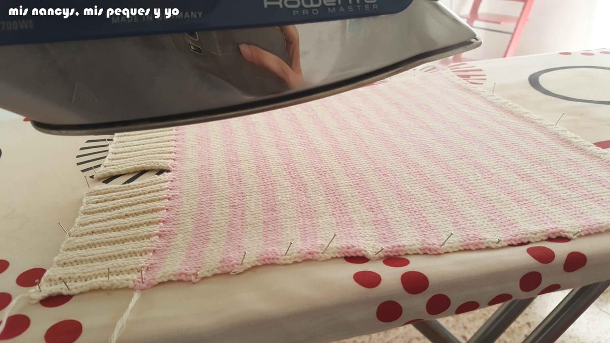 mis nancys, mis peques y yo, tutorial jersey de punto de verano para niñas "Fresa y nata", planchar con vapor sin tocar la prenda