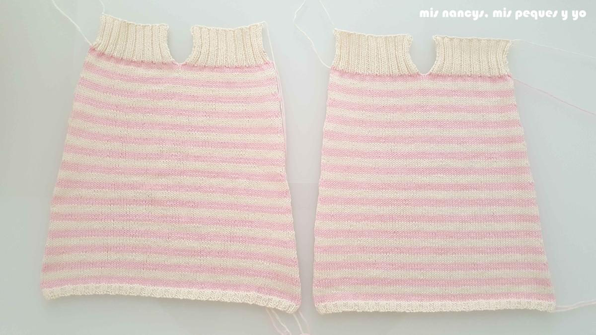 mis nancys, mis peques y yo, tutorial jersey de punto de verano para niñas "Fresa y nata", delantero y espalda bloqueadas