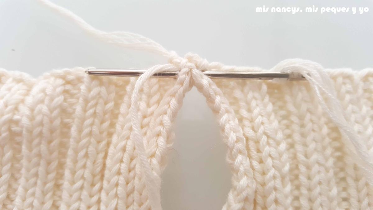 mis nancys, mis peques y yo, tutorial jersey de punto de verano para niñas "Fresa y nata", comenzar a coser goma superior