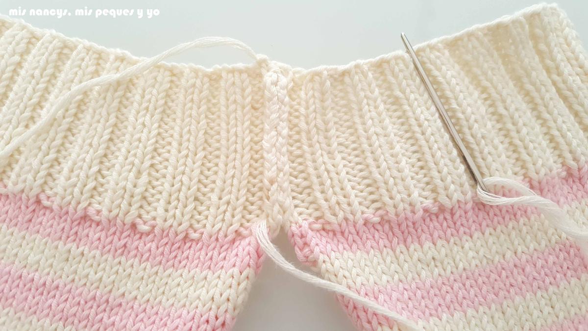 mis nancys, mis peques y yo, tutorial jersey de punto de verano para niñas "Fresa y nata", coser el resto por el derecho de la labor