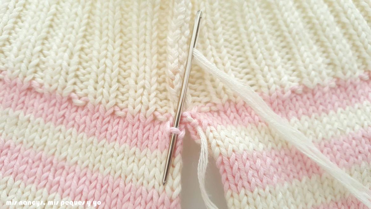 mis nancys, mis peques y yo, tutorial jersey de punto de verano para niñas "Fresa y nata", coser cogiendo bucles a uno y otro lado