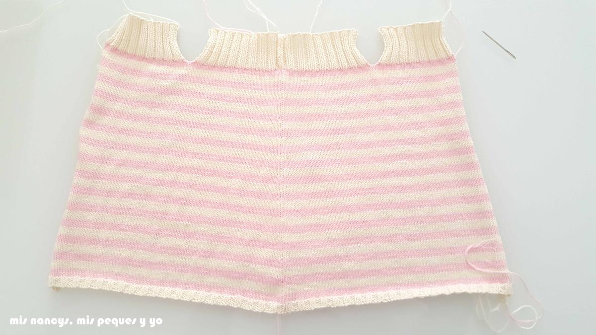 mis nancys, mis peques y yo, tutorial jersey de punto de verano para niñas "Fresa y nata", costura por parte delantera
