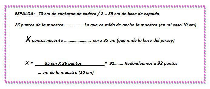 mis nancys, mis peques y yo, tutorial jersey de punto de verano para niñas "Fresa y nata", calculo de puntos base espalda
