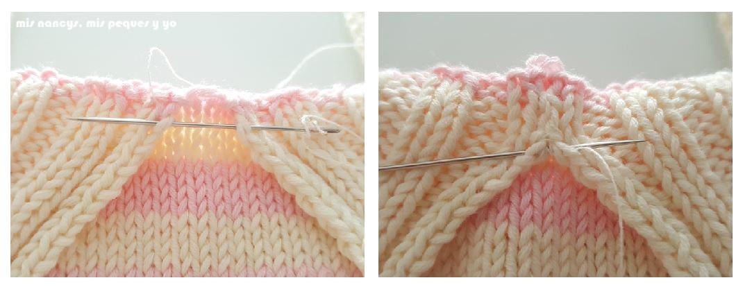 mis nancys, mis peques y yo, tutorial jersey de punto de verano para niñas "Fresa y nata", dar unas puntadas en el centro