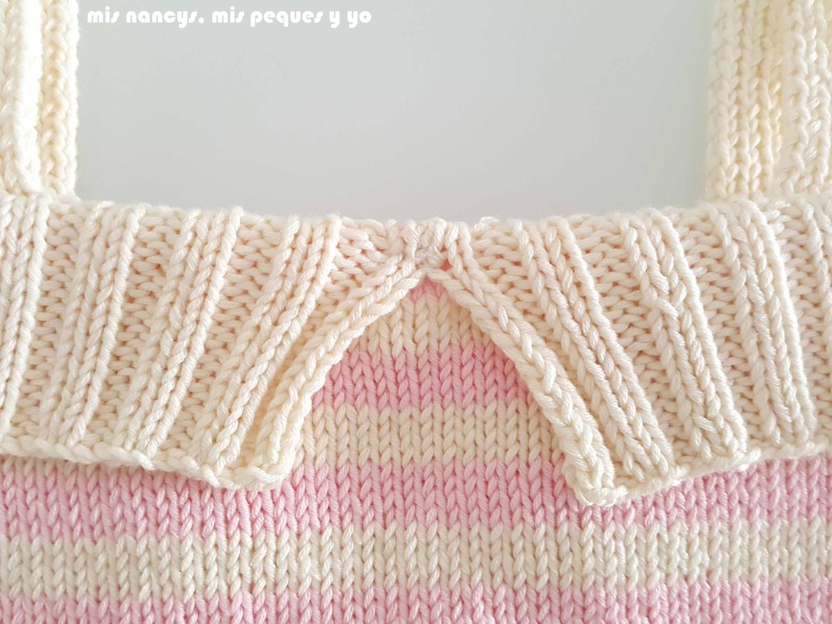 mis nancys, mis peques y yo, tutorial jersey de punto de verano para niñas "Fresa y nata", escote terminado