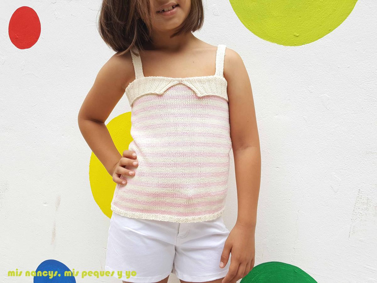 mis nancys, mis peques y yo, tutorial jersey de punto de verano para niñas "Fresa y nata"