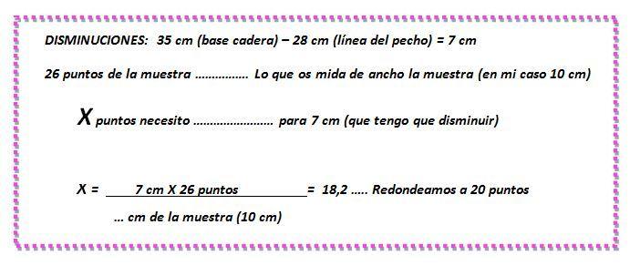 mis nancys, mis peques y yo, tutorial jersey de punto de verano para niñas "Fresa y nata", calculo de puntos disminuciones