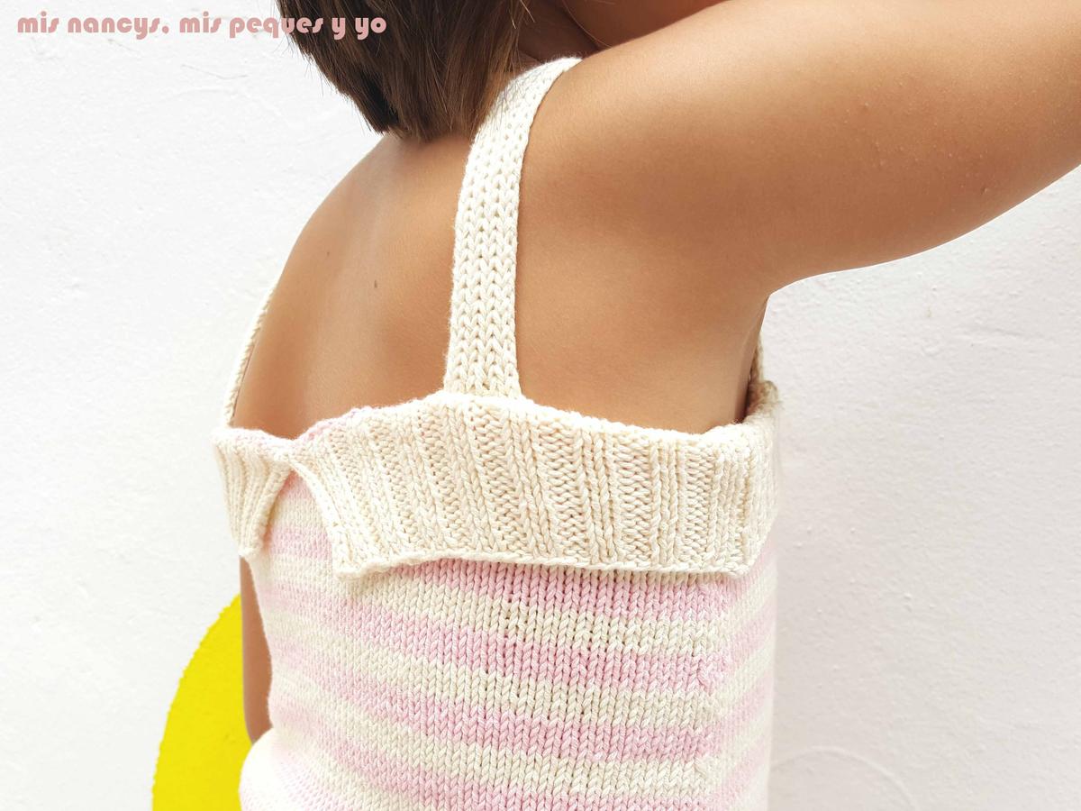 mis nancys, mis peques y yo, tutorial jersey de punto de verano para niñas "Fresa y nata", detalle doblez