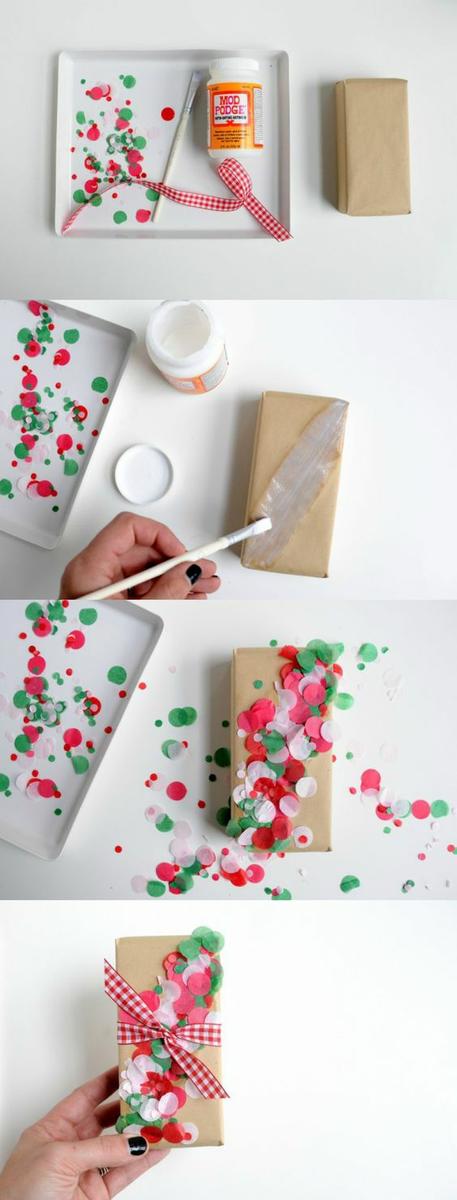 Embalaje con lunares y cintas de colores