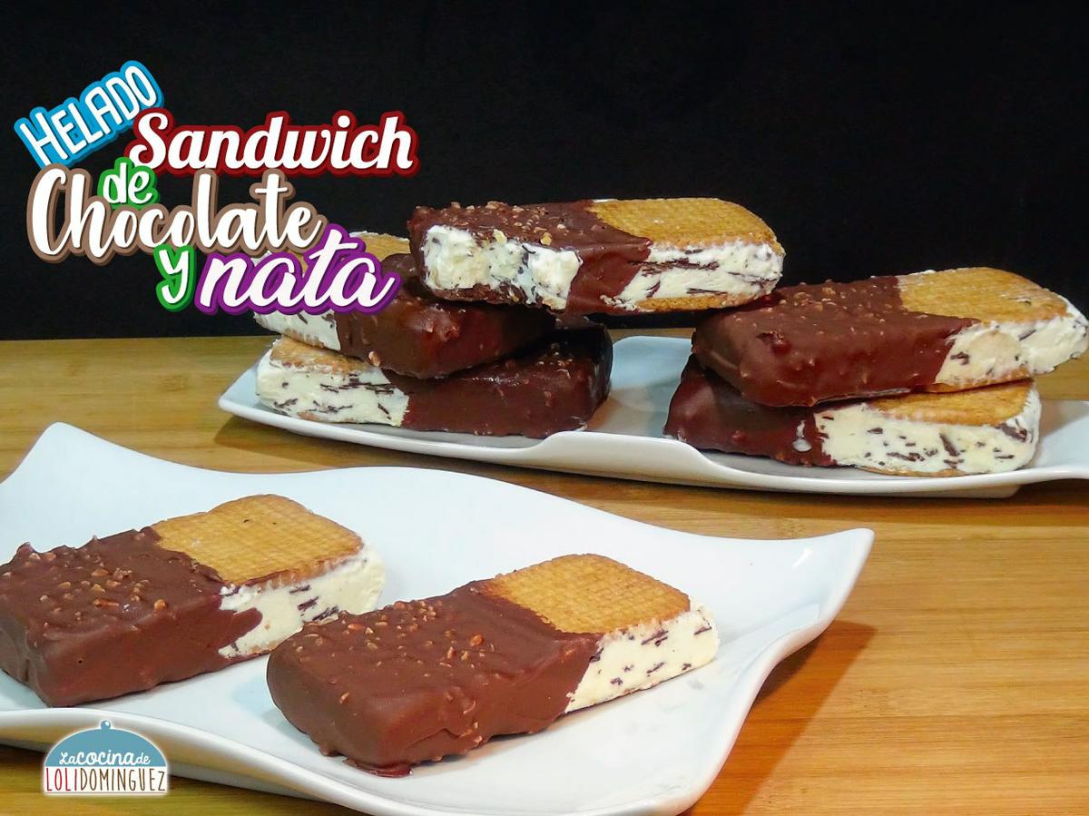 Maxibon casero - Sándwich helado de nata (crema de leche) y chocolate