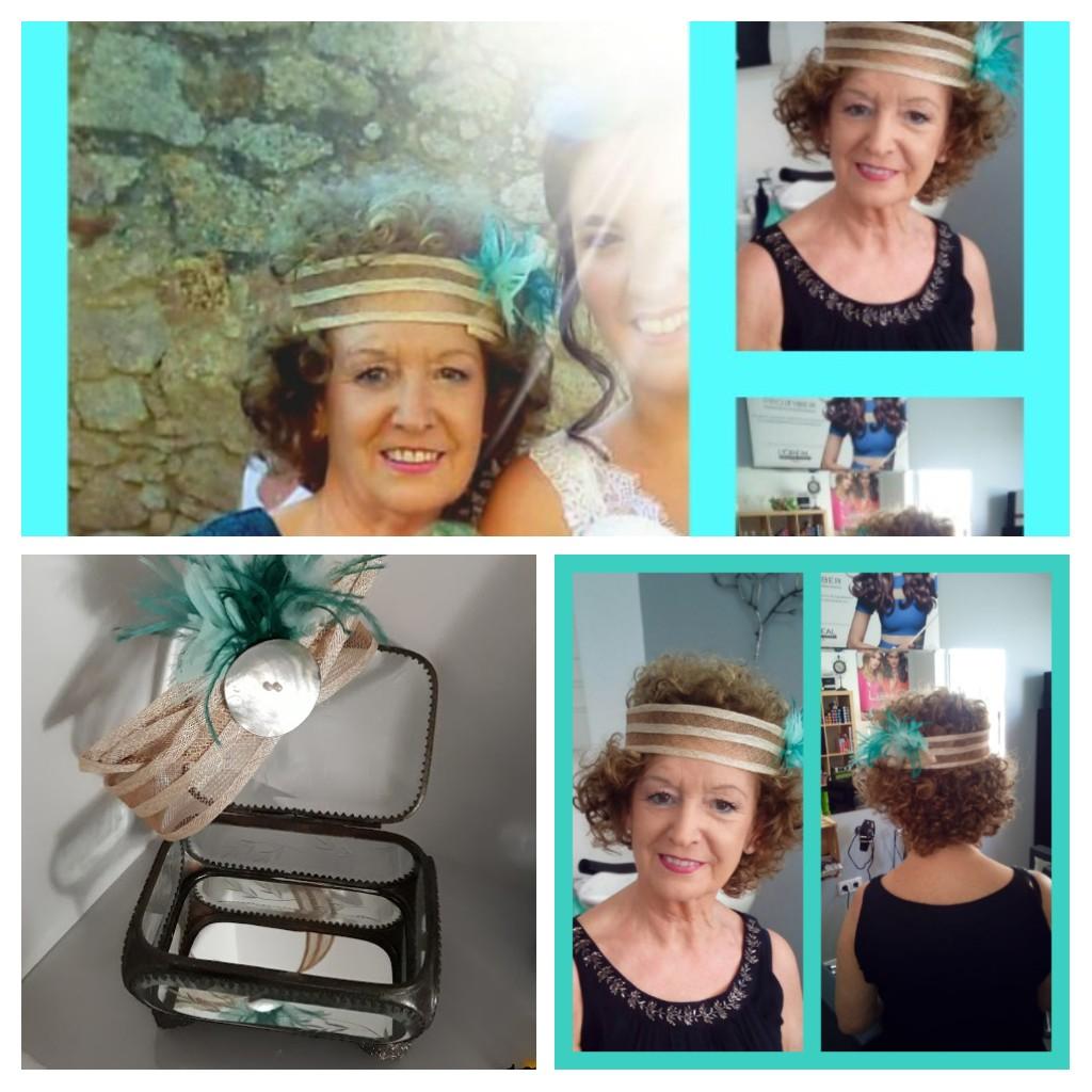 Tocado de Sinamay con botón de nácar