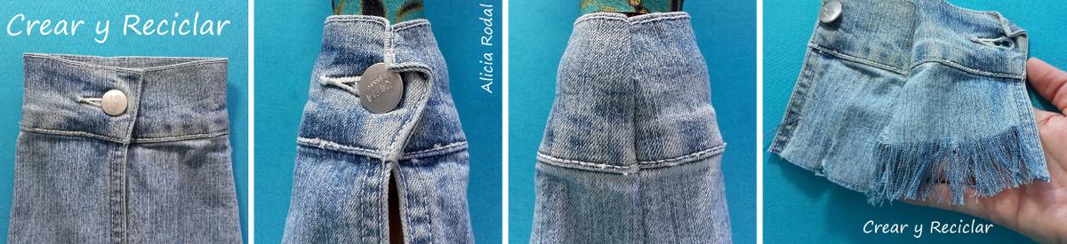 Conjunto hippie para muñecas con retales, top, falda flecos y botines. DIY