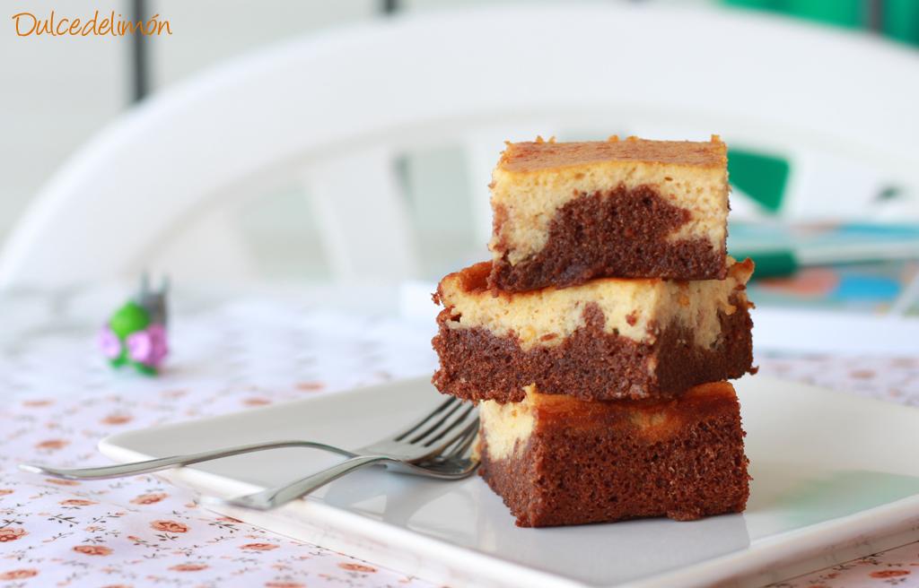 Brownie cheesecake de plátano y café