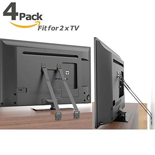 Universal Baby Ant tip TV Furniture Straps, 4 Pack Black Smart LCD Flat TV Wall Mount Kids Child Security Adjustable Furniture Strap, Metal Parts